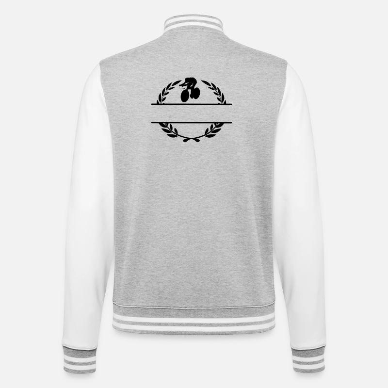Bahnradfahrer Lorbeerkranz - College-Sweatjacke - Grau meliert/Weiß