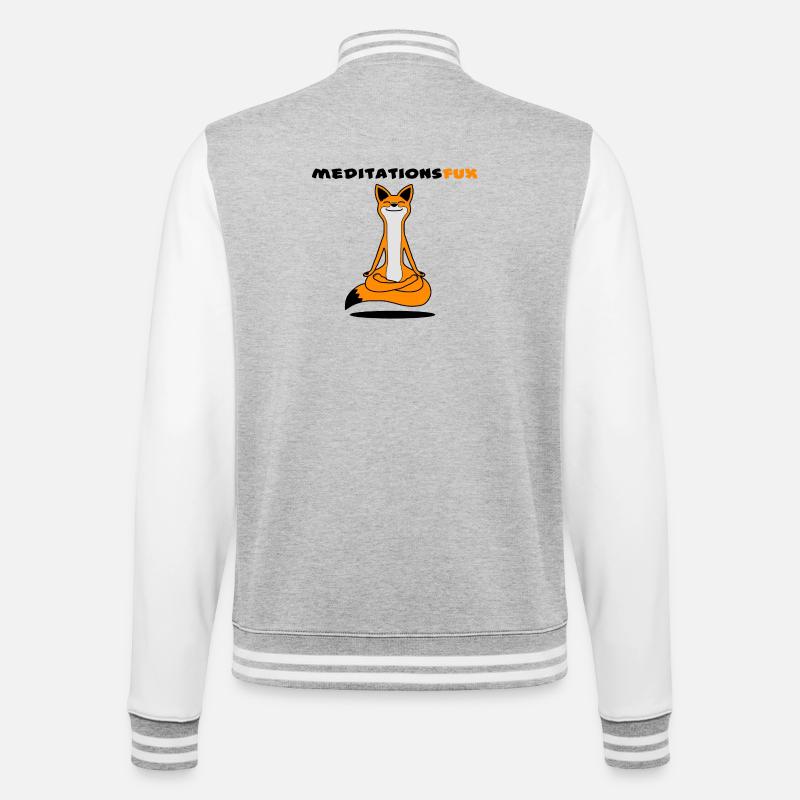 Meditationsfux - Renard de méditation, dialecte - Veste Teddy - gris chiné / blanc