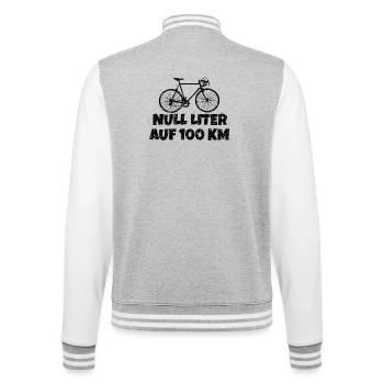 Null Liter auf 100 KM Rennrad (Vintage Schwarz) - College-Sweatjacke - Grau meliert/Weiß - Hinten - Marisol (170cm)