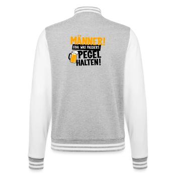 Männer Pegel halten - College-Sweatjacke - Grau meliert/Weiß - Hinten - Marisol (170cm)