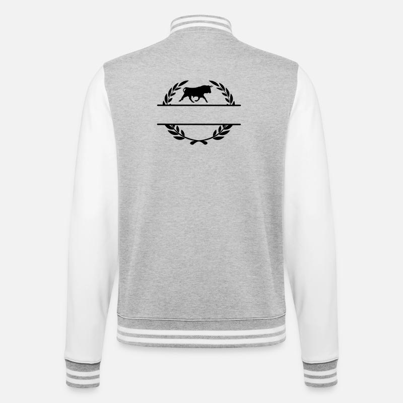 Bull in laurel wreath monogram - College Sweat Jacket - heather grey/white