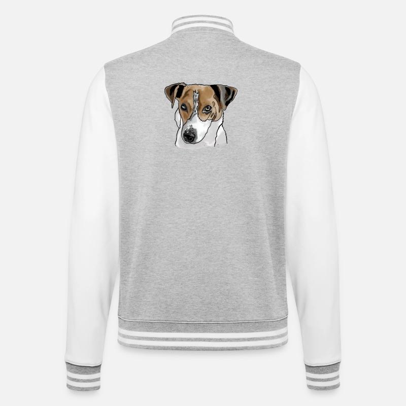 Jack Russel Terrier - College-Sweatjacke - Grau meliert/Weiß