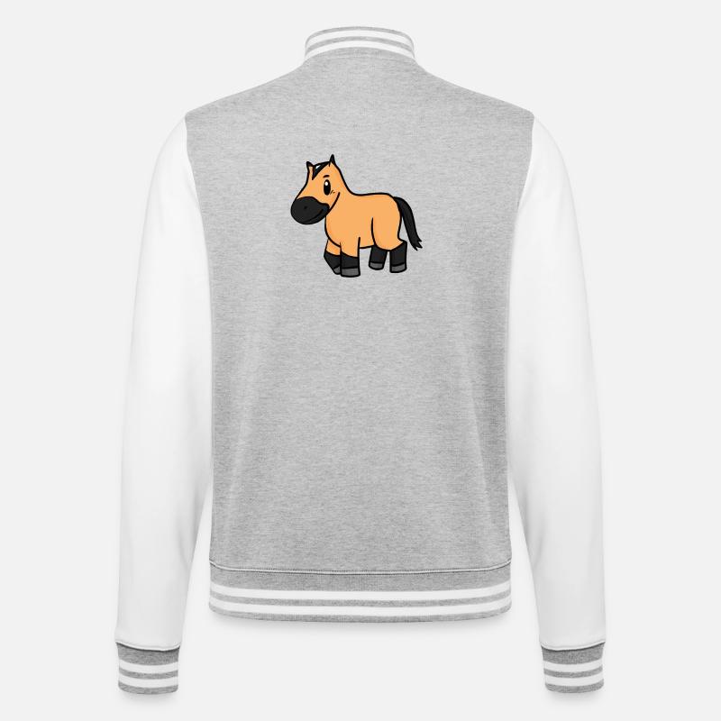 Pferd - College-Sweatjacke - Grau meliert/Weiß