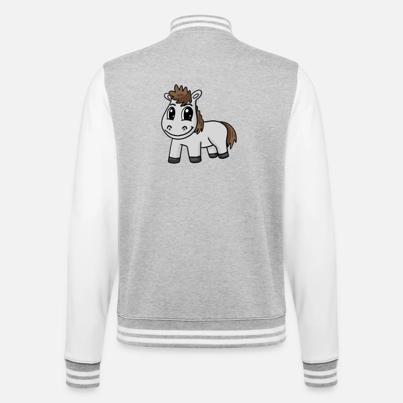 Pferd - College-Sweatjacke - Grau meliert/Weiß