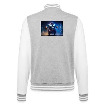 Sumo God - College Sweat Jacket - heather grey/white - Back - Marisol (170cm)