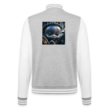 Foto Makro Kreatur 12 - College-Sweatjacke - Grau meliert/Weiß - Hinten - Marisol (170cm)