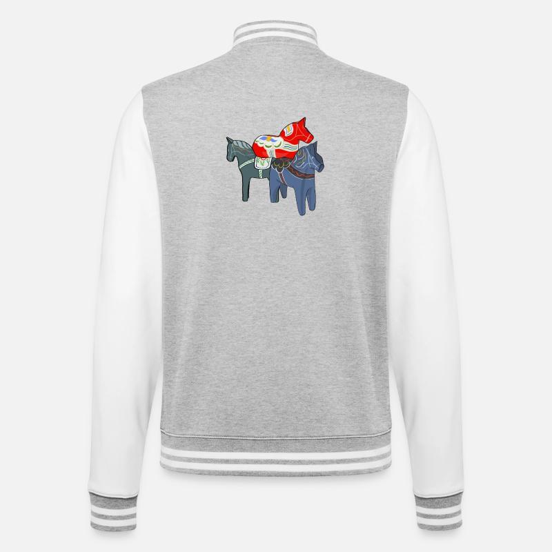 Dala Pferde - College-Sweatjacke - Grau meliert/Weiß