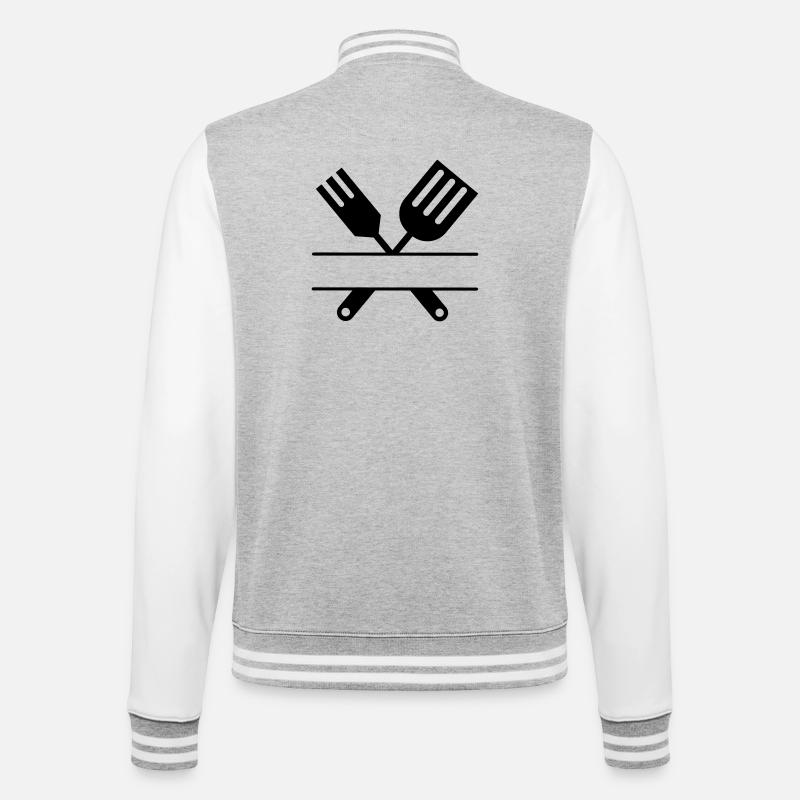 Grill-Emblem Besteck Monogramm - College-Sweatjacke - Grau meliert/Weiß