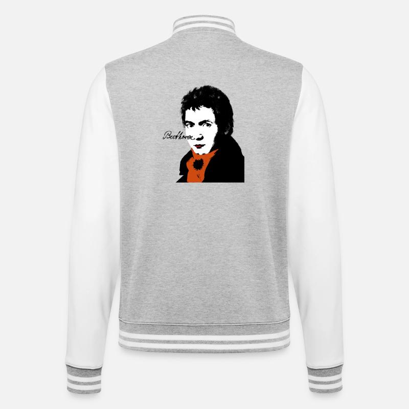 Beethoven - College-Sweatjacke - Grau meliert/Weiß
