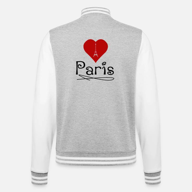 Ich liebe Paris - College-Sweatjacke - Grau meliert/Weiß