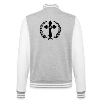 Croix en couronne de laurier RIP - Veste Teddy - gris chiné / blanc - Dos - Marisol (170cm)