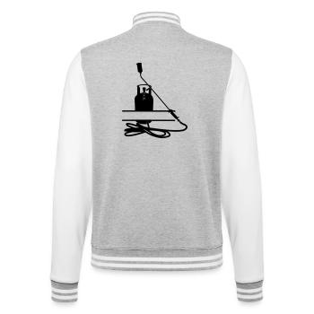 Dachdeckerfirma Monogramm transparent - College-Sweatjacke - Grau meliert/Weiß - Hinten - Marisol (170cm)