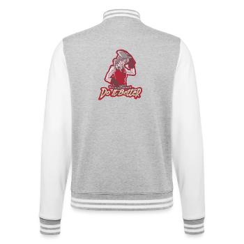 Schweißende Powerfrau – Do It Better - College-Sweatjacke - Grau meliert/Weiß - Hinten - Marisol (170cm)