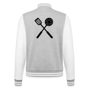 Frying baking tools crossed - College Sweat Jacket - heather grey/white - Back - Marisol (170cm)