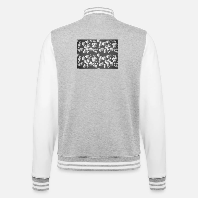 Dekopattern Grau-Weiss - College-Sweatjacke - Grau meliert/Weiß