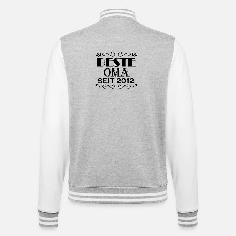 Beste Oma seit 2012 - Oma Geschenk - College-Sweatjacke - Grau meliert/Weiß