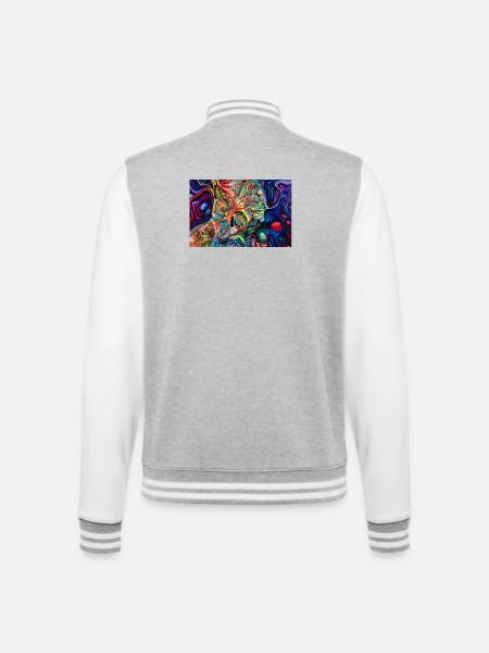 Chromatic Skull Fluid Art - College Sweat Jacket - heather grey/white