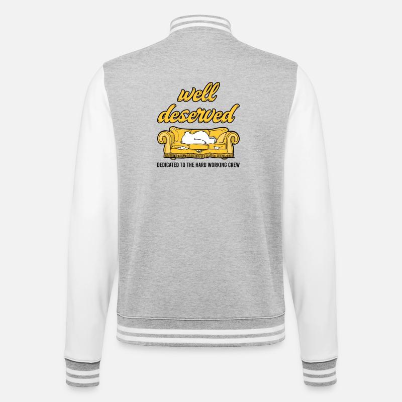 well deserved - College-Sweatjacke - Grau meliert/Weiß