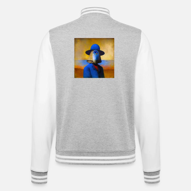 Surreal 01 - College-Sweatjacke - Grau meliert/Weiß