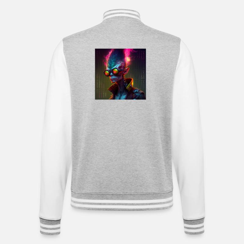 Funky alien 01 - Veste Teddy - gris chiné / blanc