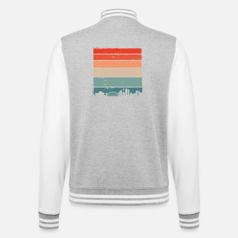 Sunset Gradient City Skyline - College Sweat Jacket - heather grey/white