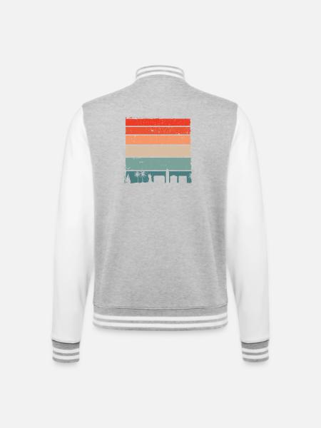 Sunset City Palms Retro Gradient - College Sweat Jacket - heather grey/white