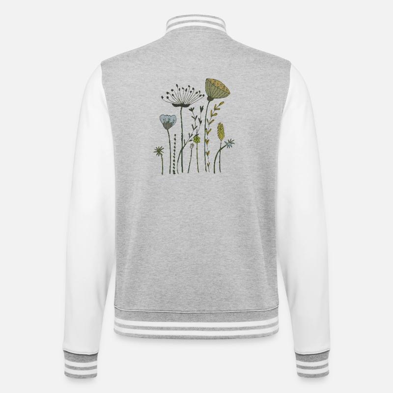 trockenblumen gewebe - College-Sweatjacke - Grau meliert/Weiß