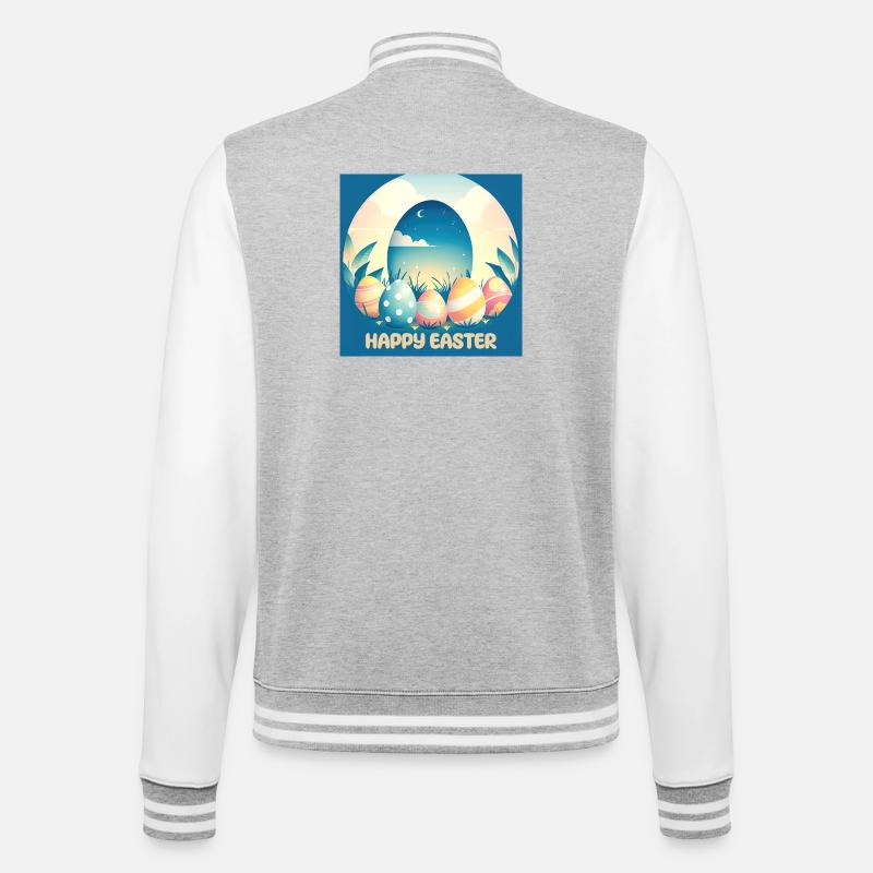 Frohe Ostern, Osterei - College-Sweatjacke - Grau meliert/Weiß