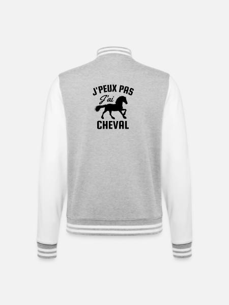 Je peux pas j'ai cheval - Veste Teddy - gris chiné / blanc