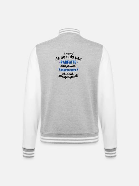 Pas parfaite mais Agricultrice - Veste Teddy - gris chiné / blanc