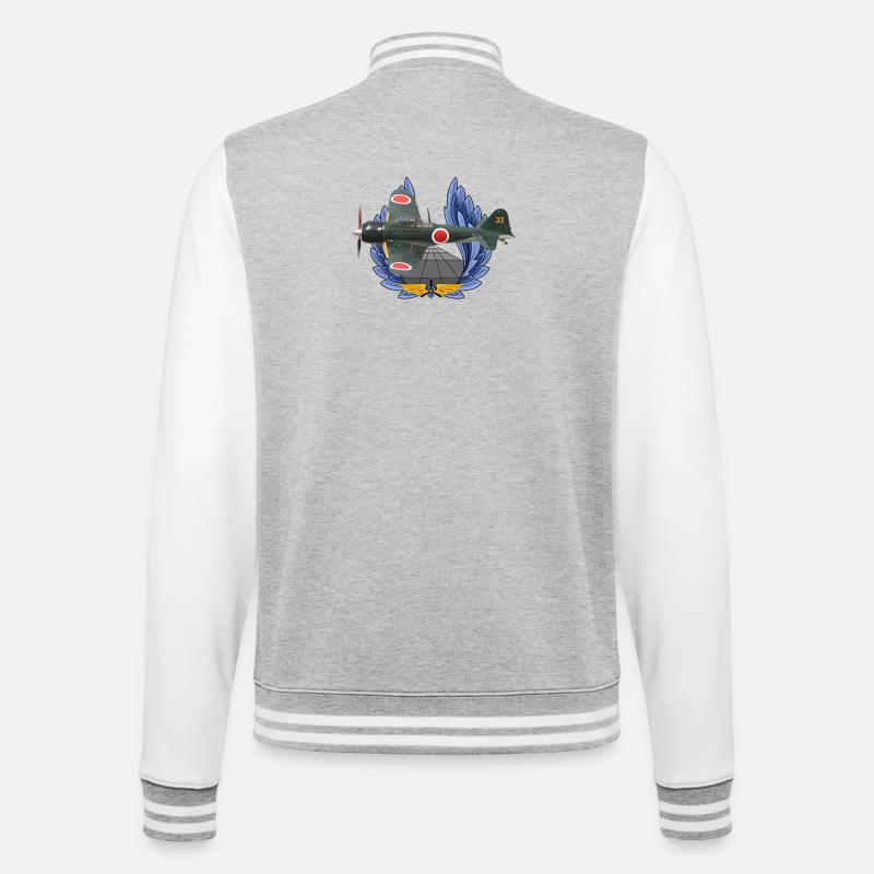 A6M Zero - College-Sweatjacke - Grau meliert/Weiß