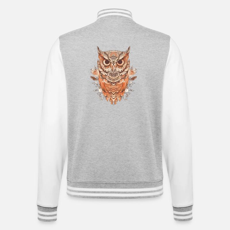 Muster Eule - College-Sweatjacke - Grau meliert/Weiß