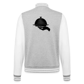 Main de serveur avec repas - Veste Teddy - gris chiné / blanc - Dos - Marisol (170cm)