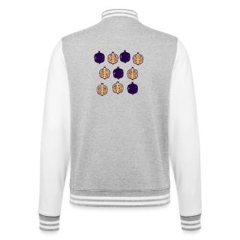 Granatapfel Raster: Lila Gold - College-Sweatjacke - Grau meliert/Weiß - Hinten - Marisol (170cm)