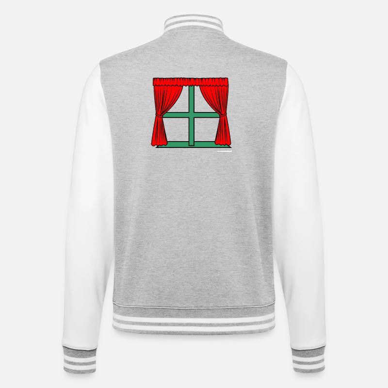 Red curtains green window frame - College Sweat Jacket - heather grey/white