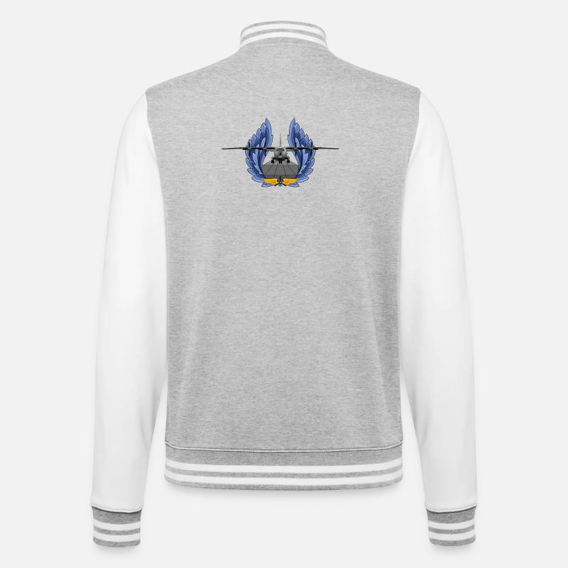 An-12 - College-Sweatjacke - Grau meliert/Weiß