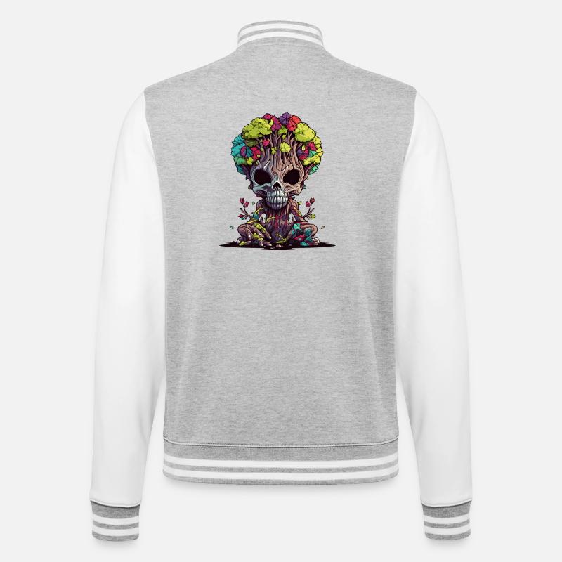 Baumschädelblüte - College-Sweatjacke - Grau meliert/Weiß