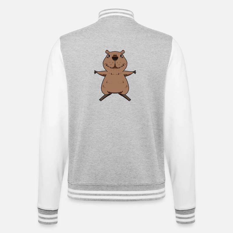 Capybara capybara motif - College Sweat Jacket - heather grey/white