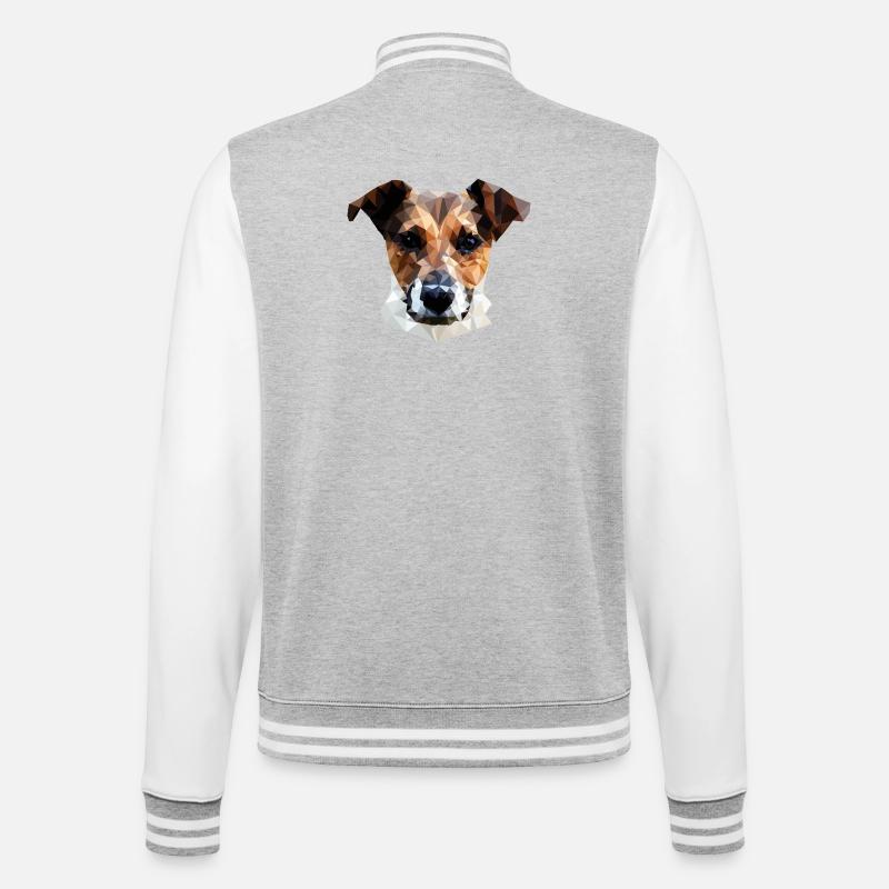 Jack Russell Terrier Chien Polygone - Veste Teddy - gris chiné / blanc