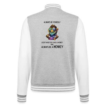 Always Be a Monkey - College Sweat Jacket - heather grey/white - Back - Marisol (170cm)
