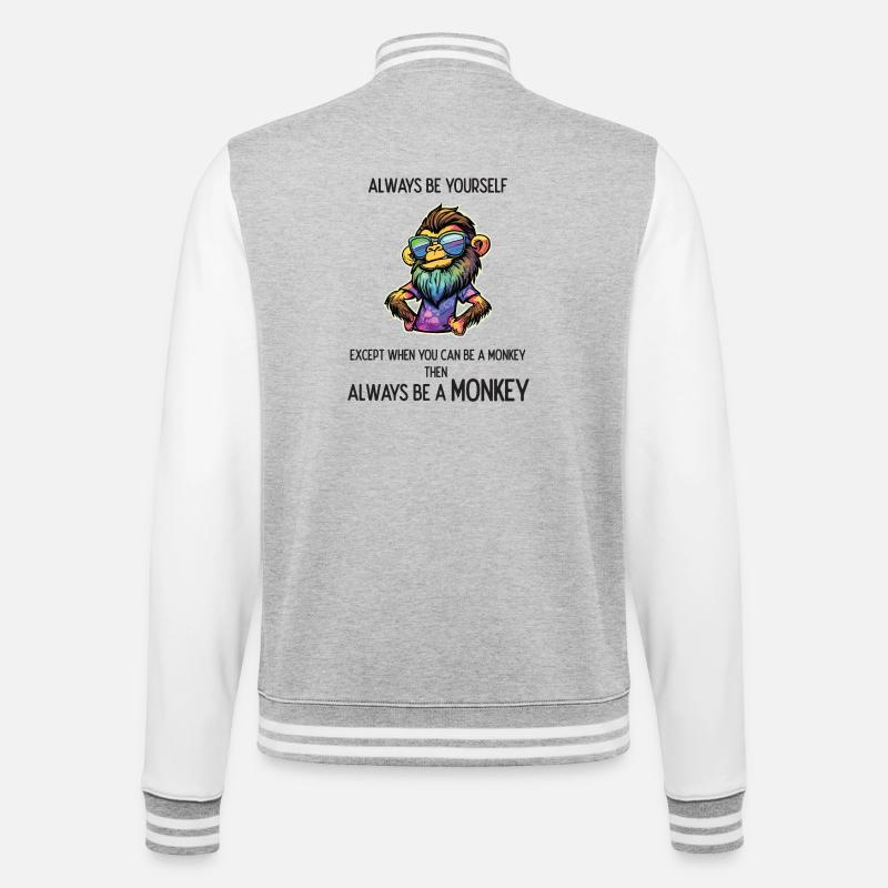 Sei immer ein Affe - College-Sweatjacke - Grau meliert/Weiß