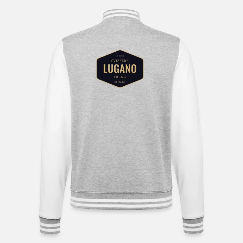 Lugano Abzeichen Gold Navy - College-Sweatjacke - Grau meliert/Weiß