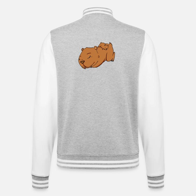 Famille - Capybara avec bébé Capybara - Veste Teddy - gris chiné / blanc