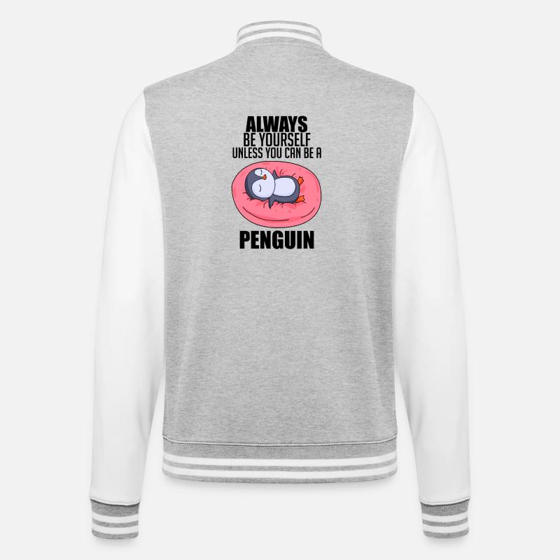 Pinguin Pinguine Spruch - College-Sweatjacke - Grau meliert/Weiß