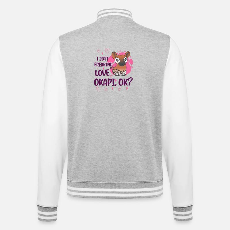 Ich liebe Okapi - College-Sweatjacke - Grau meliert/Weiß