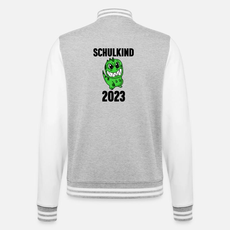 Schuldkind Einschulung 2023 - College-Sweatjacke - Grau meliert/Weiß