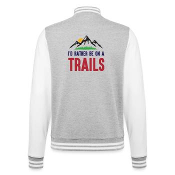 Mountains - I'd Rather Be on a Trail - College Sweat Jacket - heather grey/white - Back - Marisol (170cm)