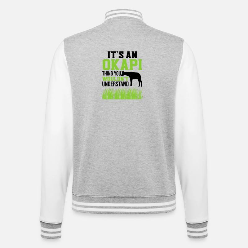 Ist ein Okapi - College-Sweatjacke - Grau meliert/Weiß