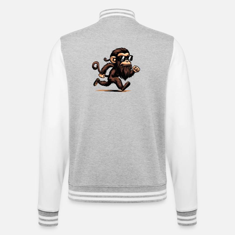 Running Monkey - College Sweat Jacket - heather grey/white