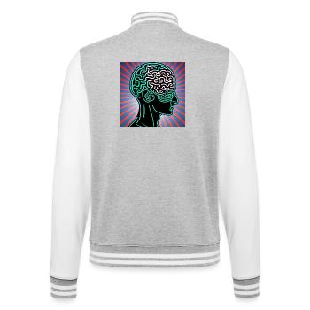 Denkkopf - College-Sweatjacke - Grau meliert/Weiß - Hinten - Marisol (170cm)